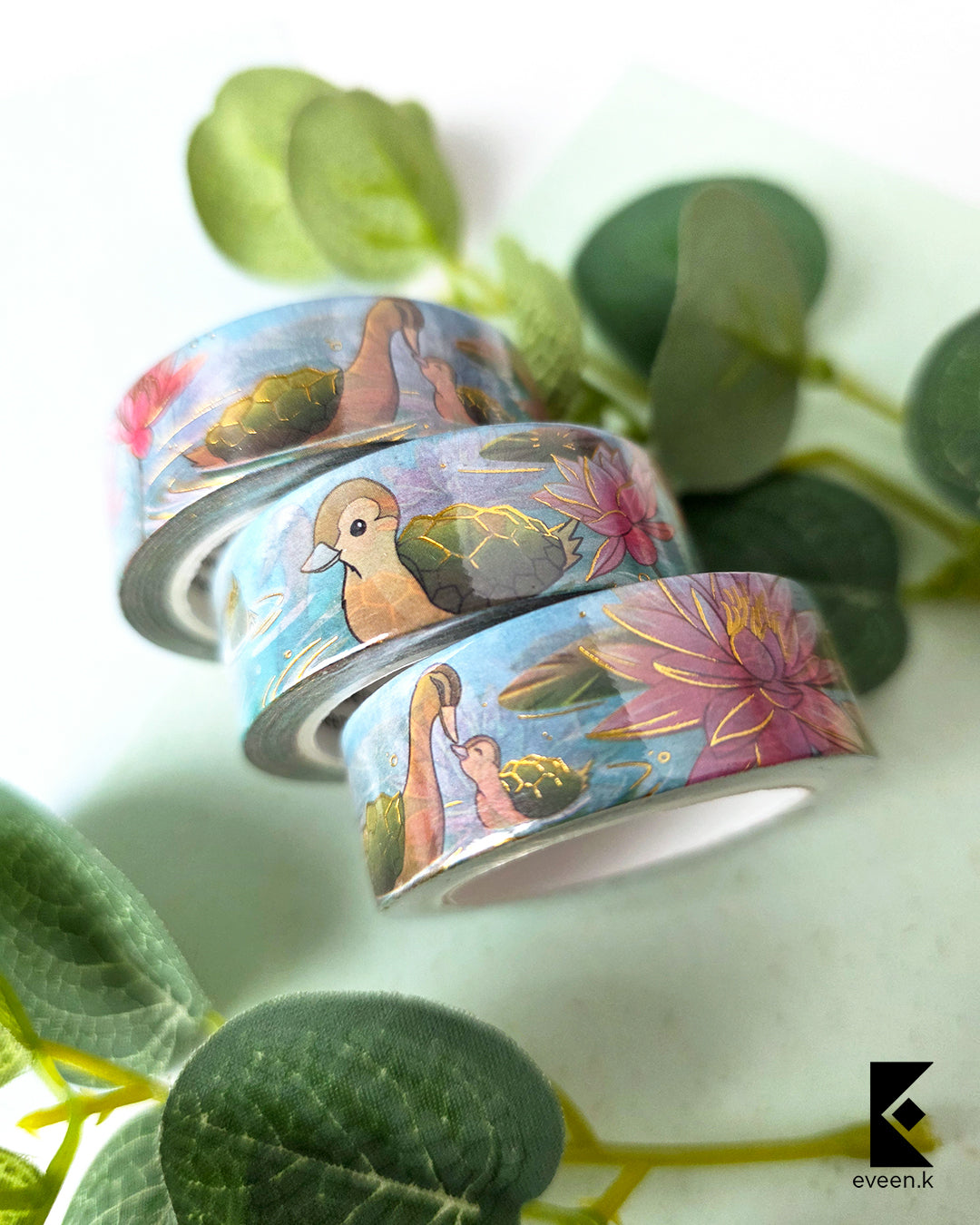 Turtle Duck Pond, Gold Foil Washi Tape