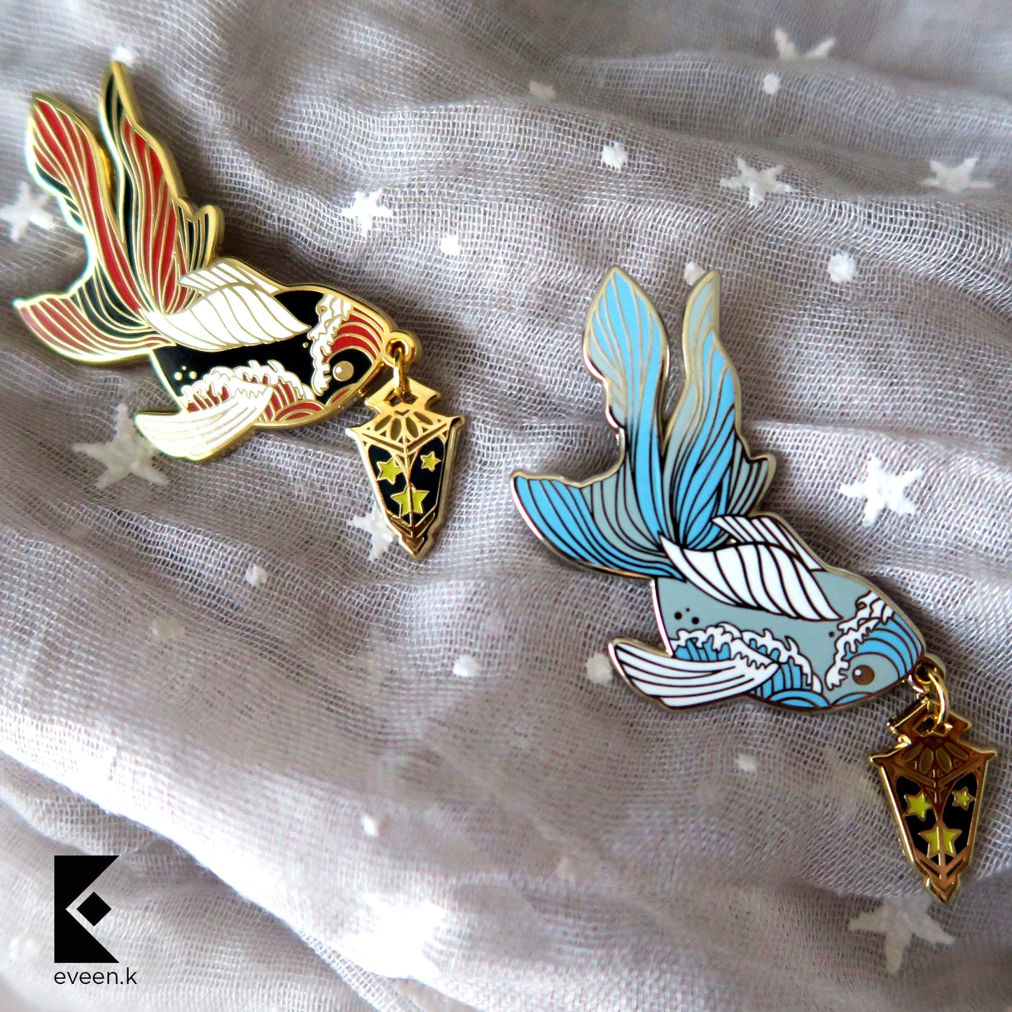 Koi Gold Fish Star Carrier Enamel Pin