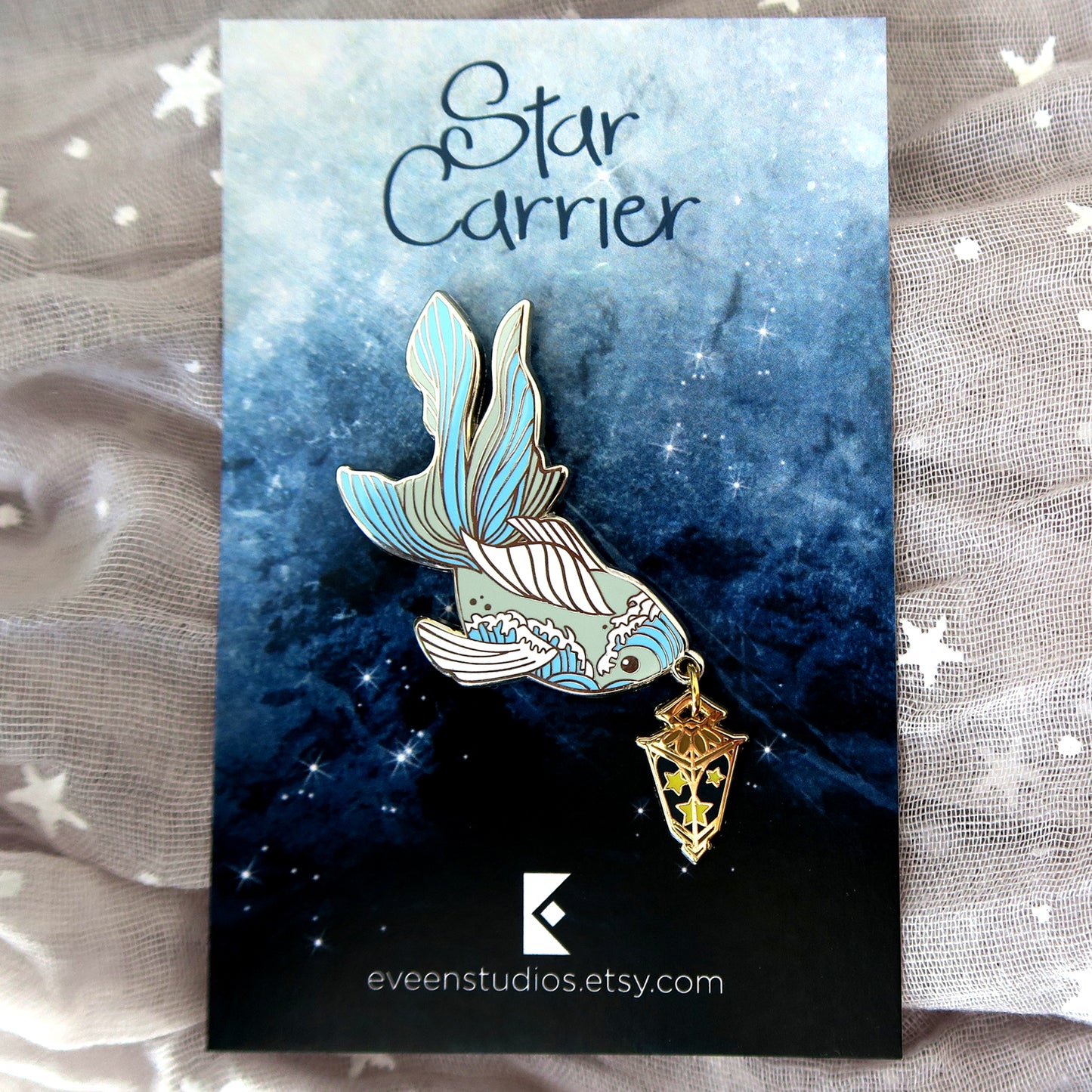 Koi Gold Fish Star Carrier Enamel Pin