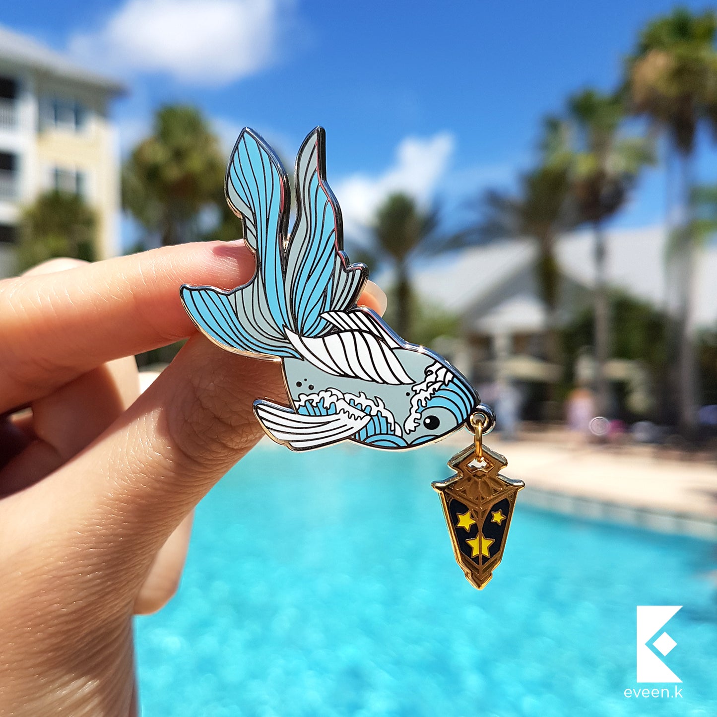 Koi Gold Fish Star Carrier Enamel Pin