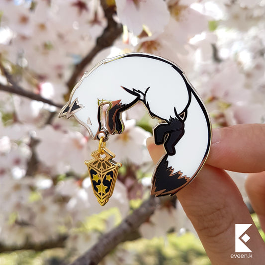 Gold and Silver Fox Star Carrier Enamel Pin