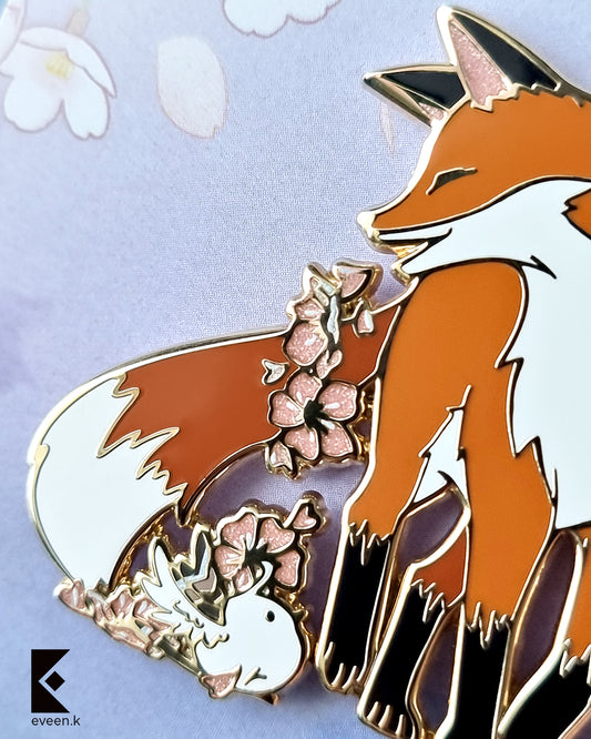 Sakura Bird x Fox Enamel Pins