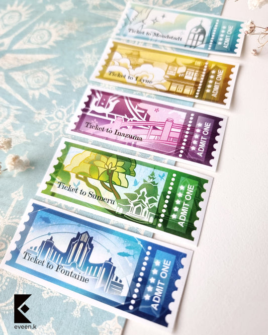 Genshin Ticket Vinyl Stickers