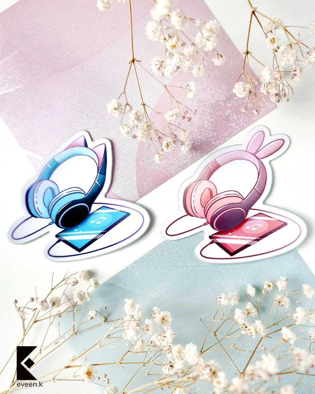 Blue Cat Headphone Vinyl Sticker