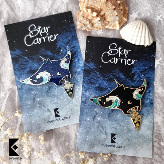 Manta Ray Star Carrier Enamel Pin