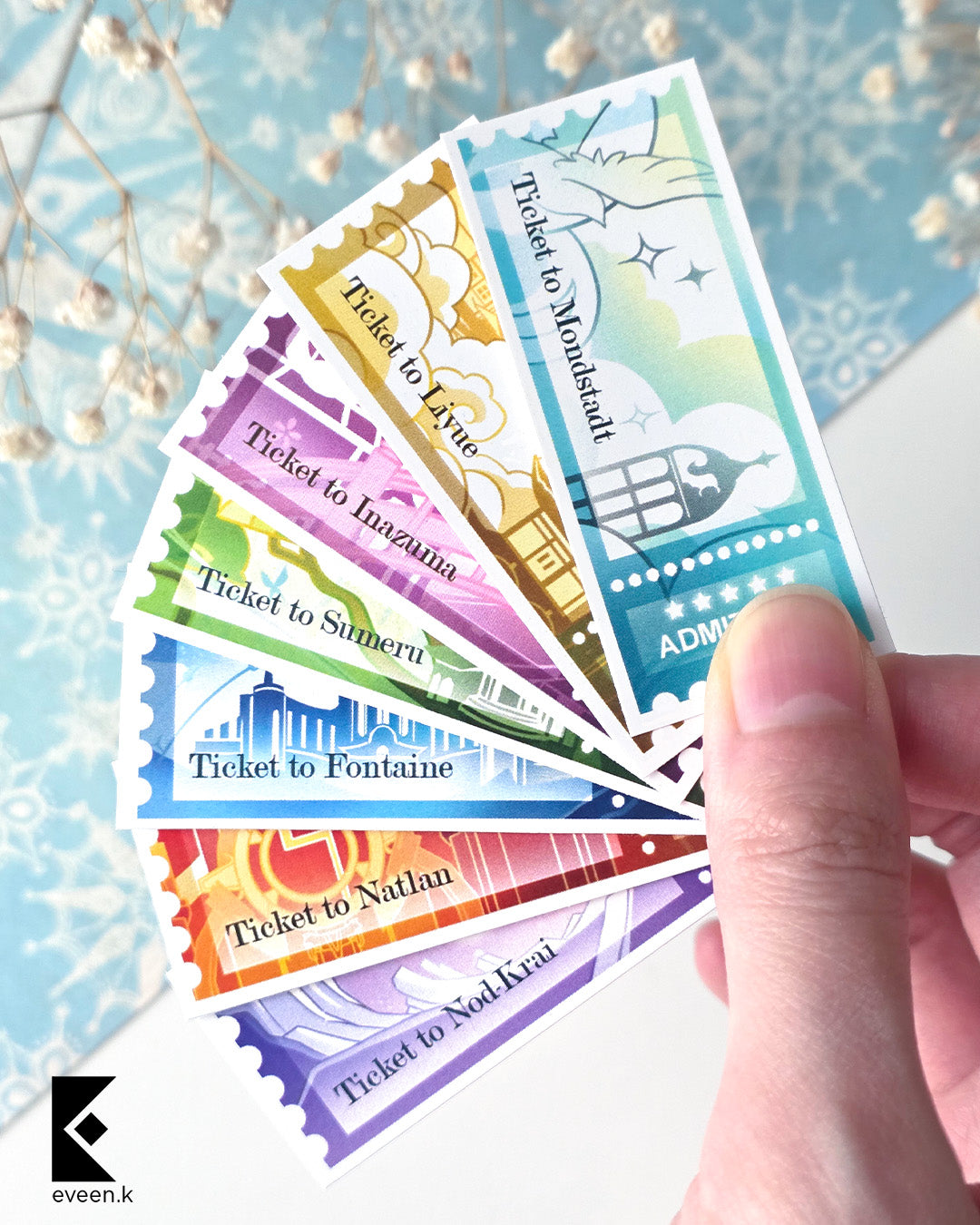 Genshin Ticket Vinyl Stickers