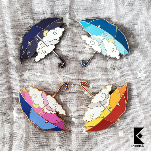 Partly Cloudy Umbrella Enamel Pin