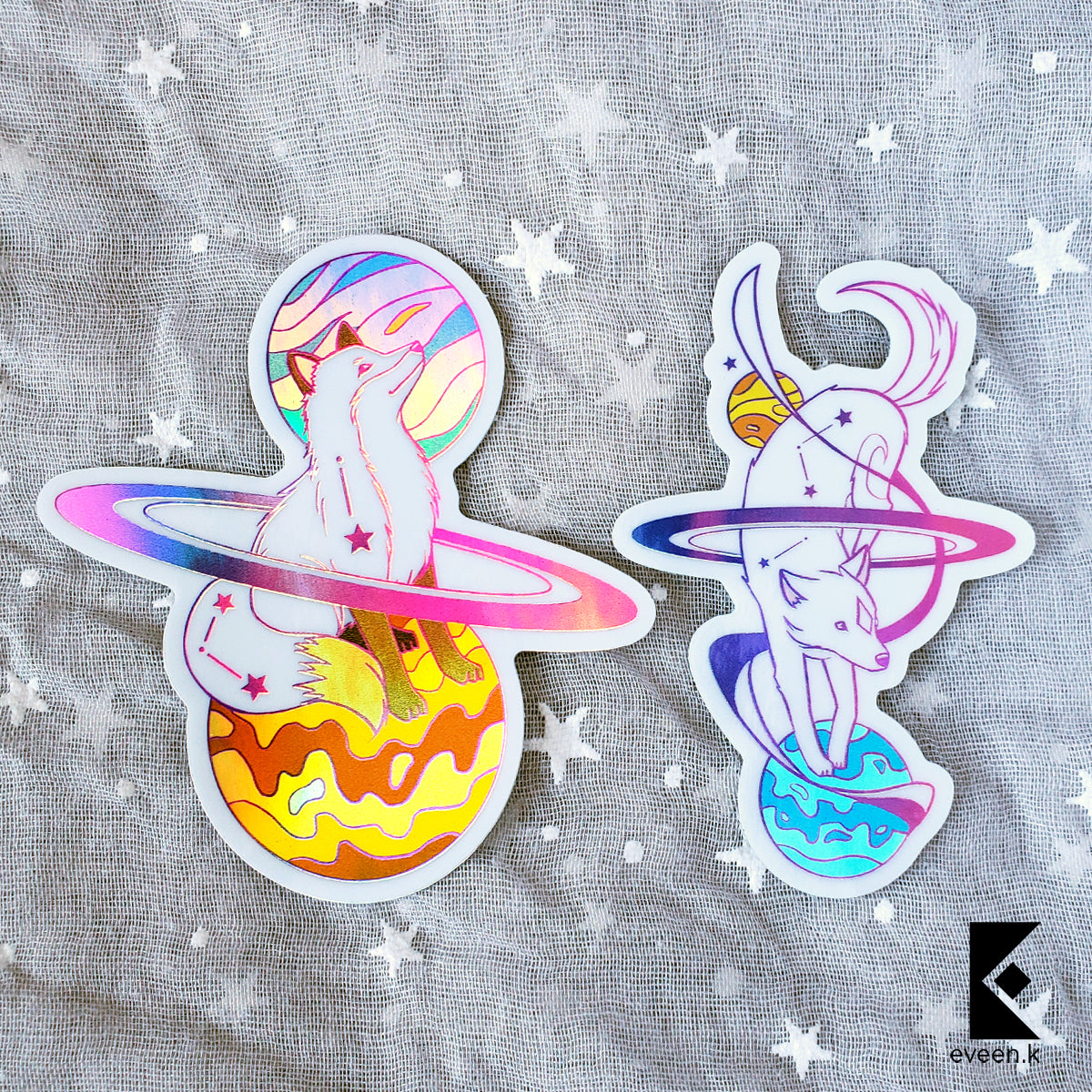 Fox and Dog Holo Vinyl Sticker