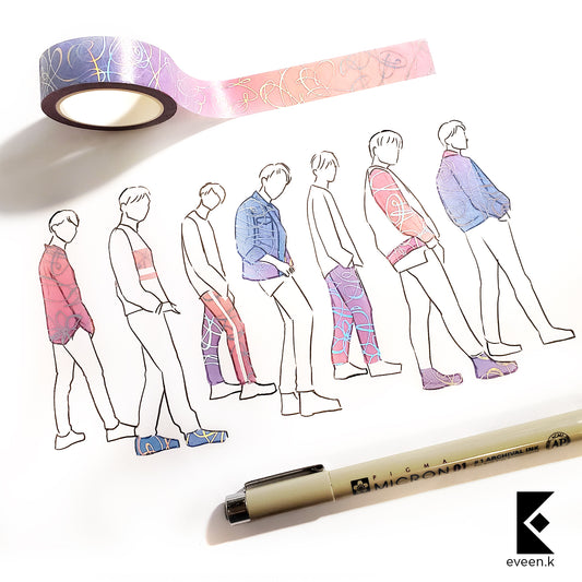 Music Lofi Girl, Silver Holographic Foil Washi Tape