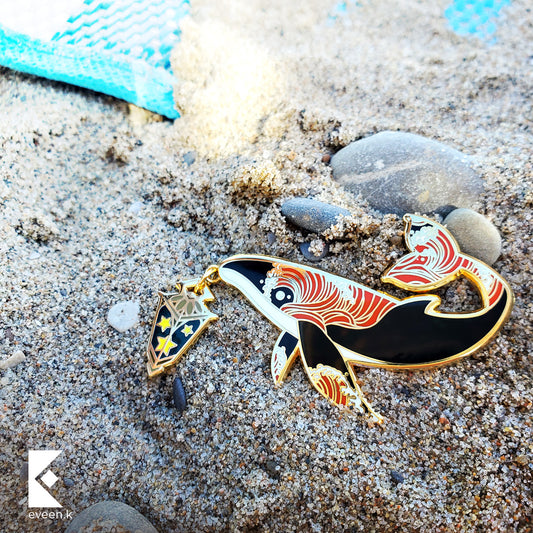 Whale Star Carrier Enamel Pin