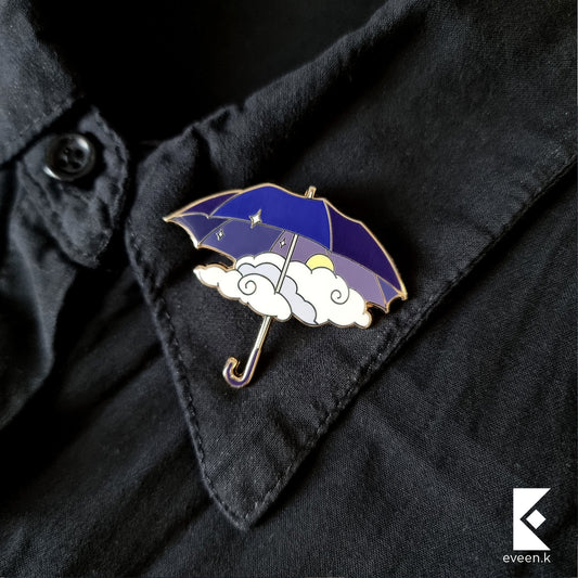 Partly Cloudy Umbrella Enamel Pin