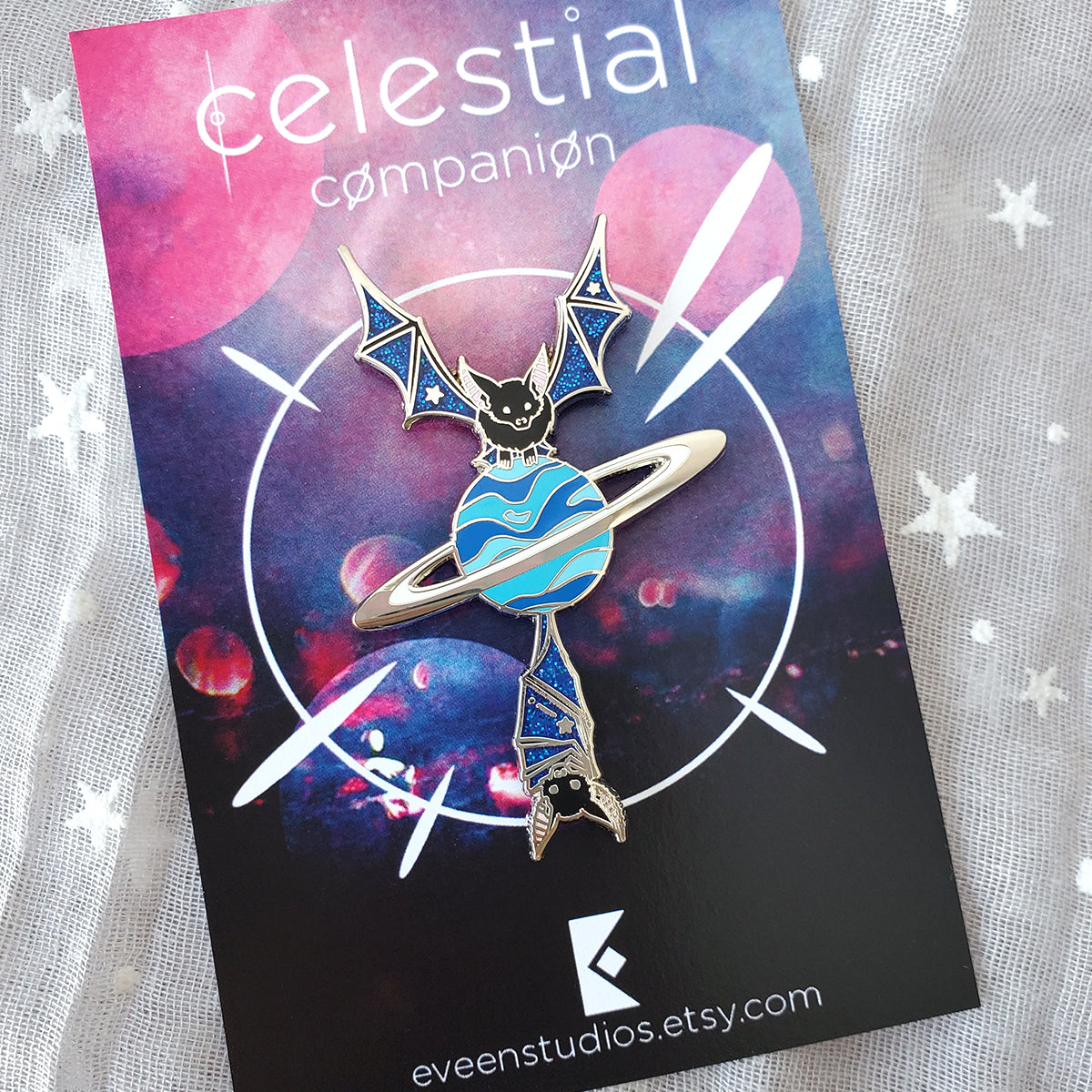 Bat Celestial Companion Enamel Pin