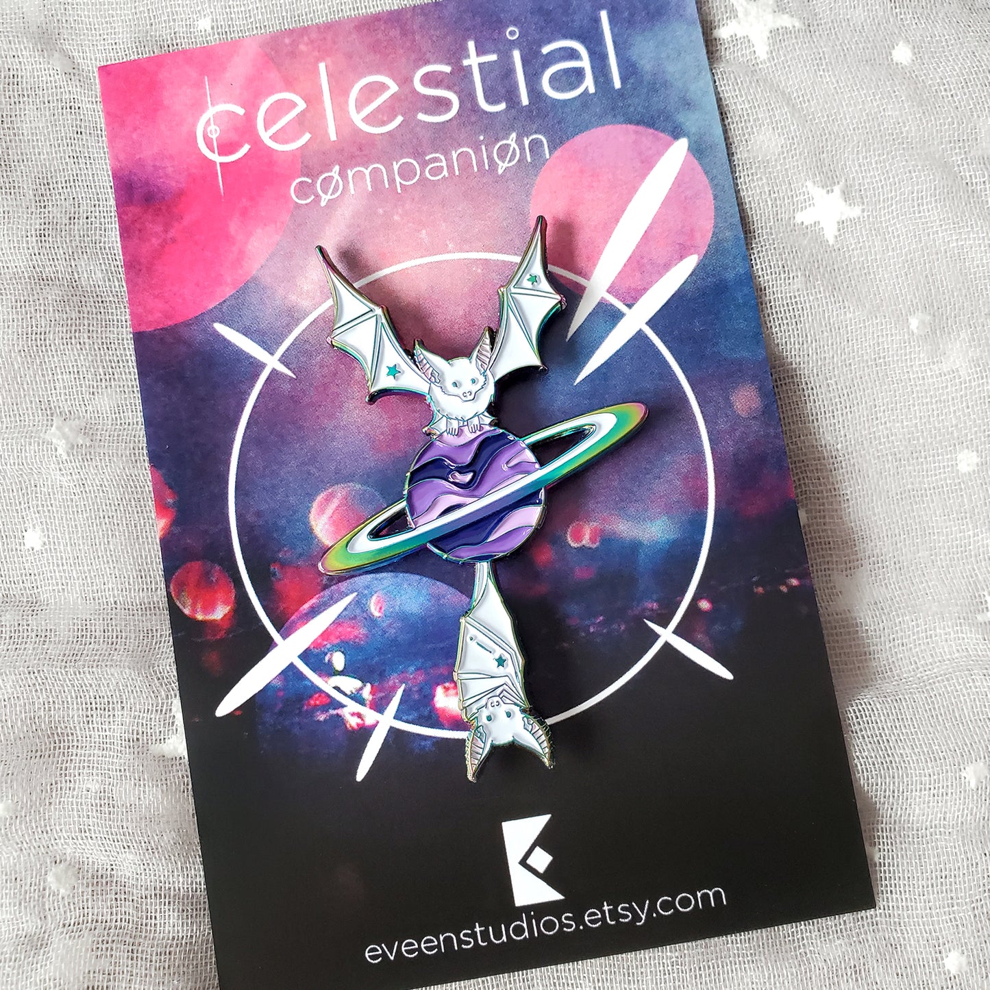 Bat Celestial Companion Enamel Pin