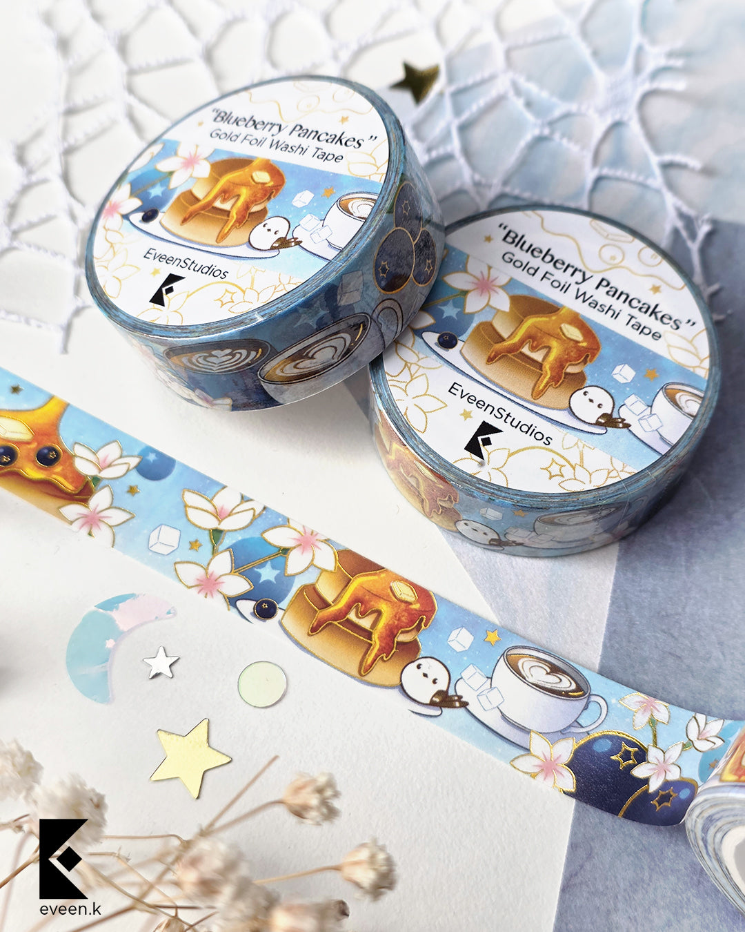 Blueberry Pancakes, Gold Foil Washi Tape