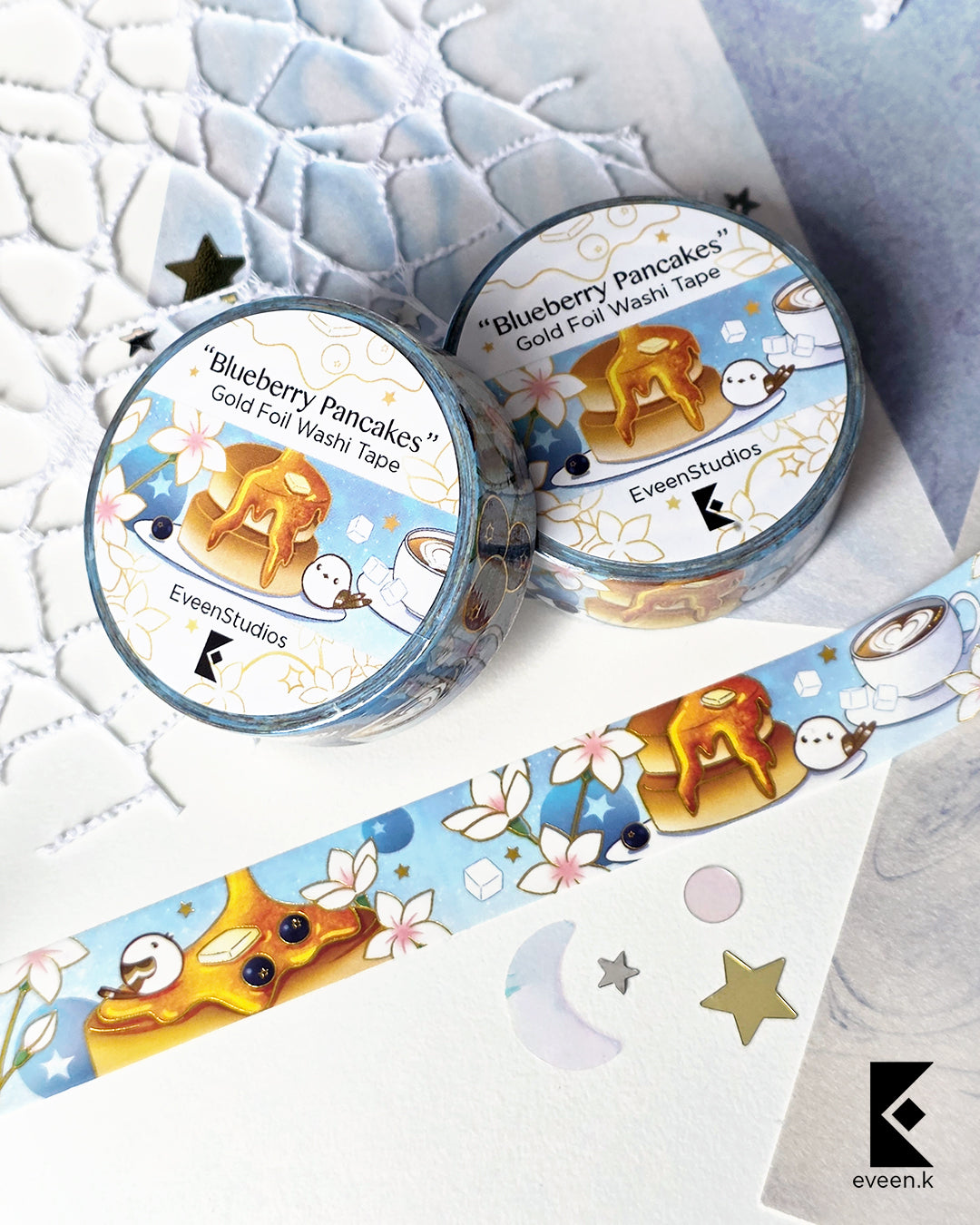 Blueberry Pancakes, Gold Foil Washi Tape