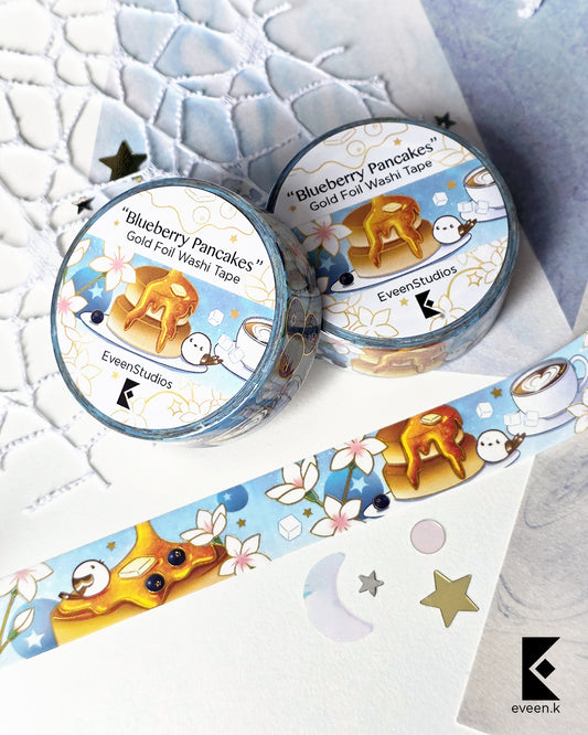 Blueberry Pancakes, Gold Foil Washi Tape