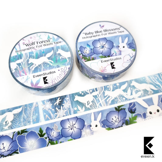 Wolf Forest, Silver Holographic Foil Washi Tape