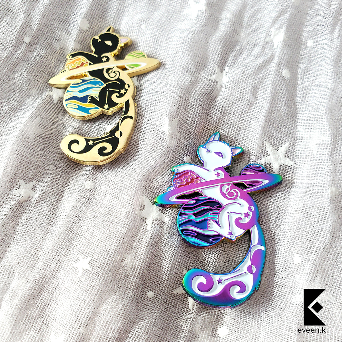 Cat Celestial Companion Enamel Pin