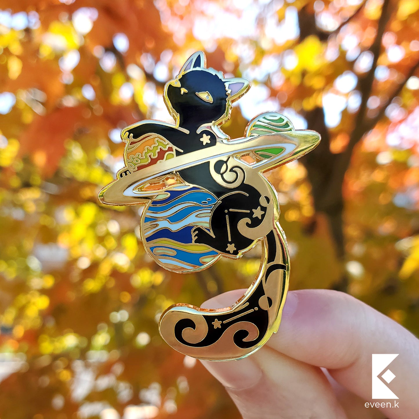 Cat Celestial Companion Enamel Pin