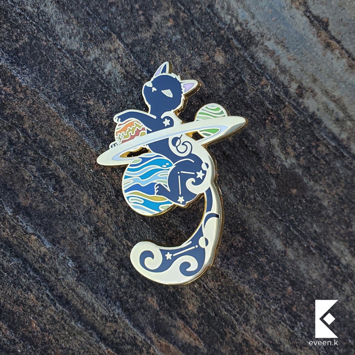 Cat Celestial Companion Enamel Pin