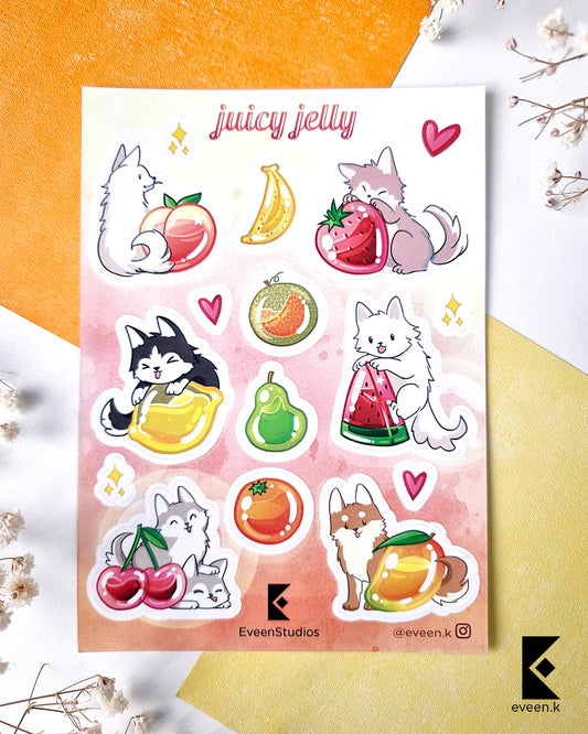 Juicy Jelly Fruit Dog Vinyl Sticker Sheet