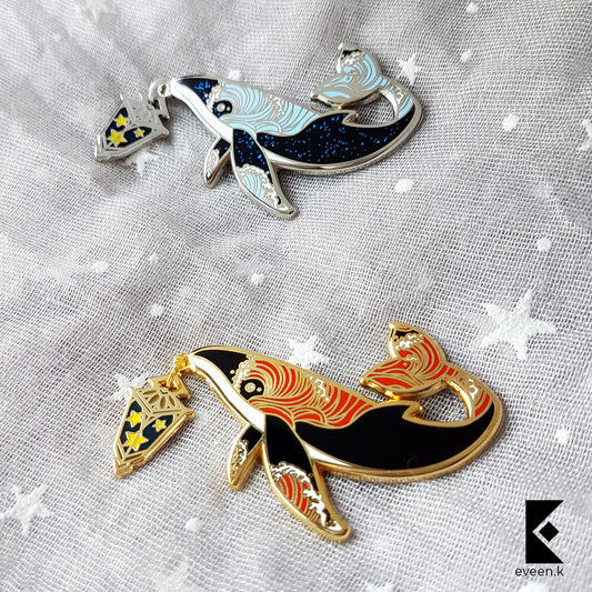 Whale Star Carrier Enamel Pin