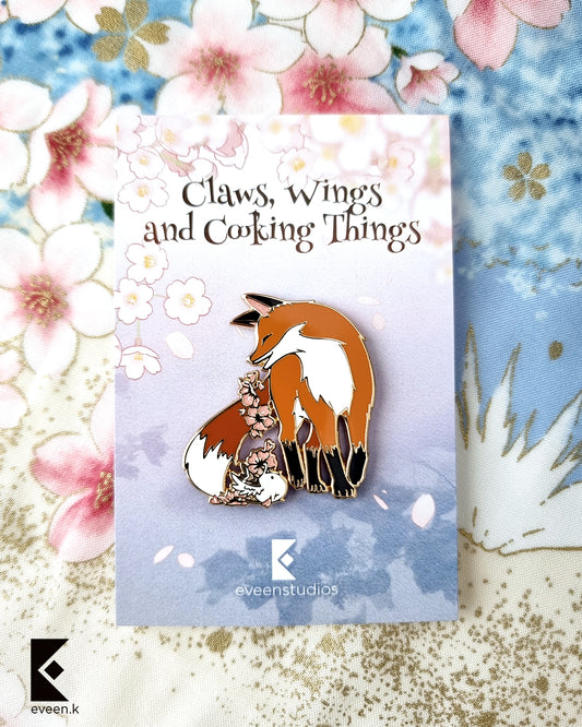 Sakura Bird x Fox Enamel Pins