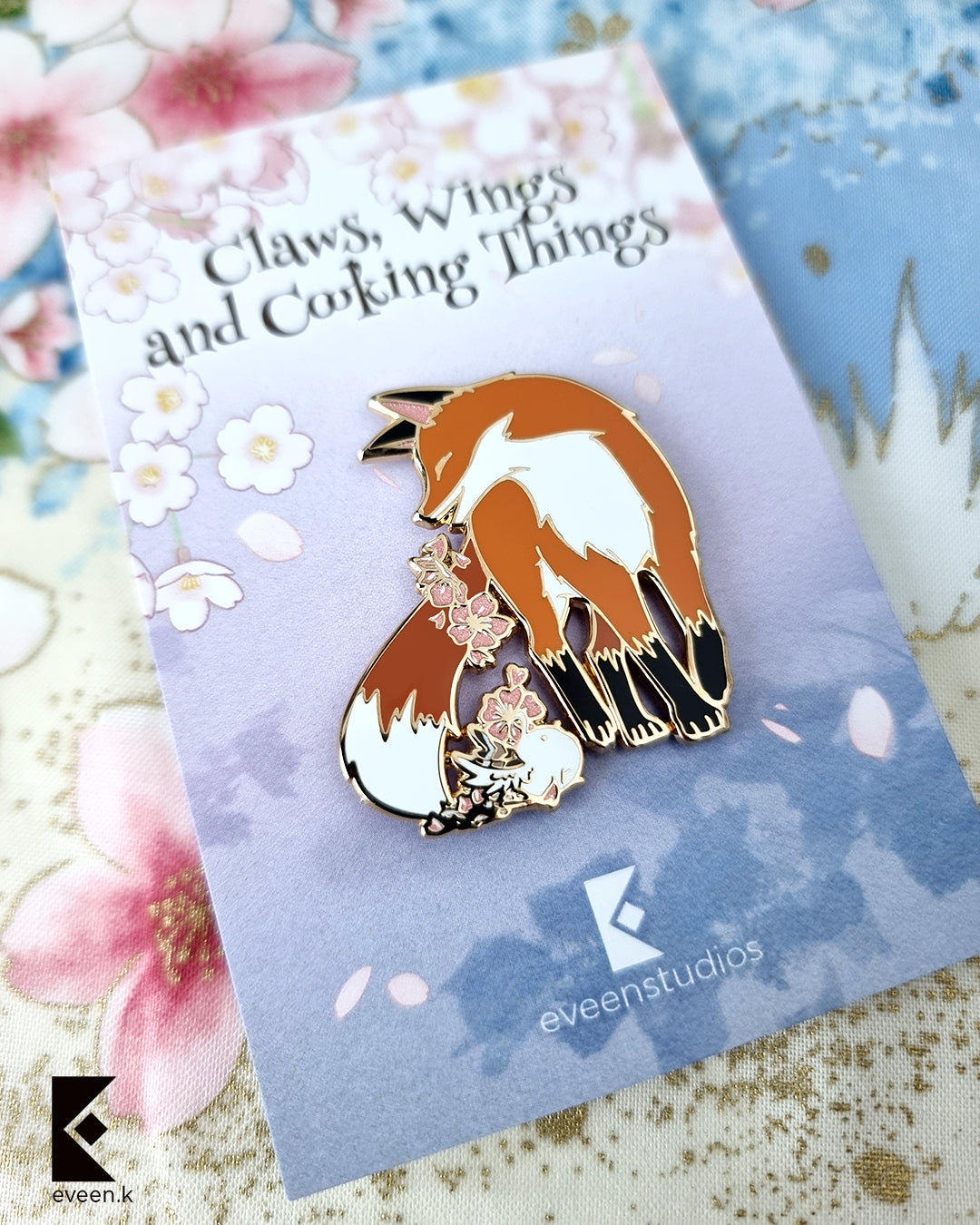 Sakura Bird x Fox Enamel Pins