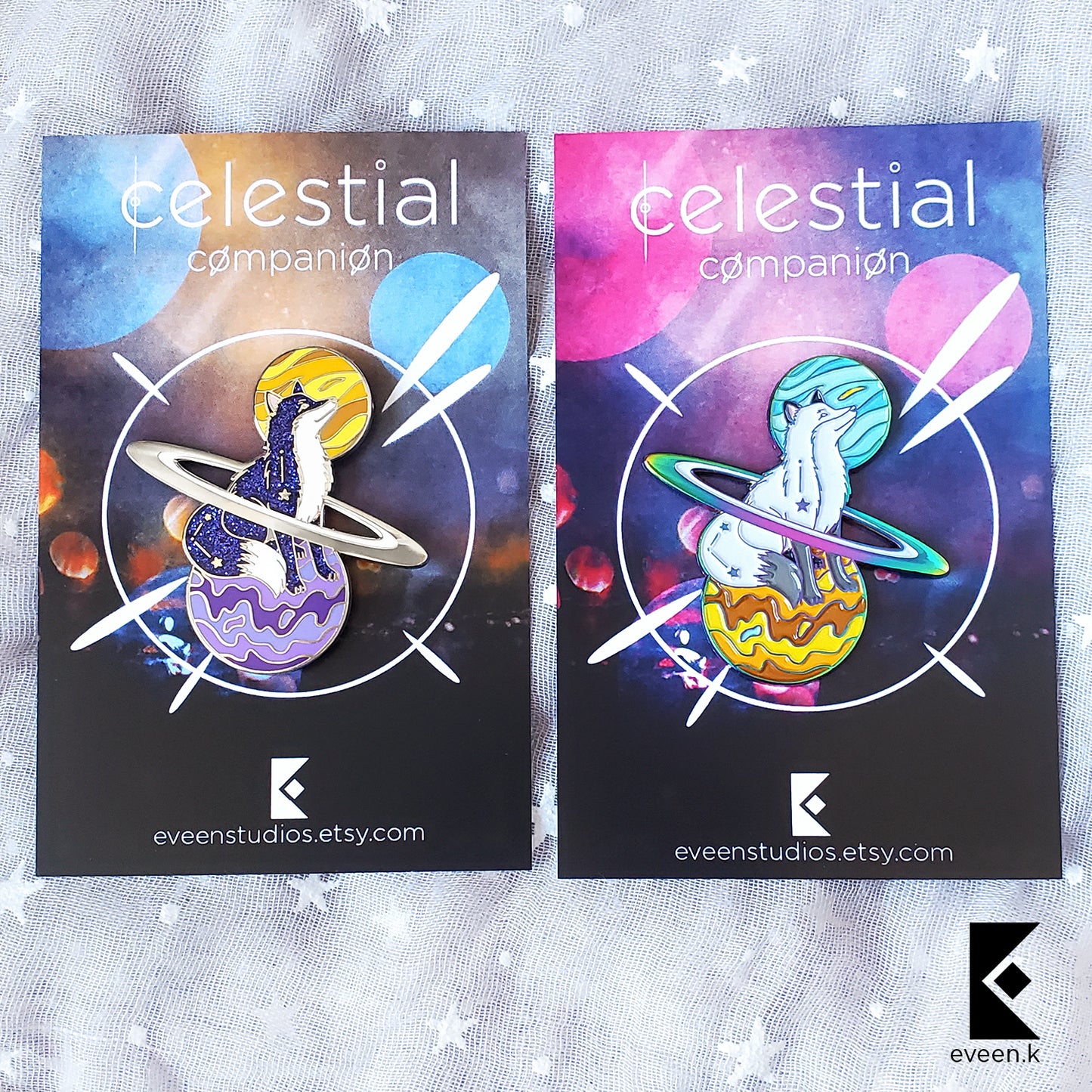 Fox Celestial Companion Enamel Pin