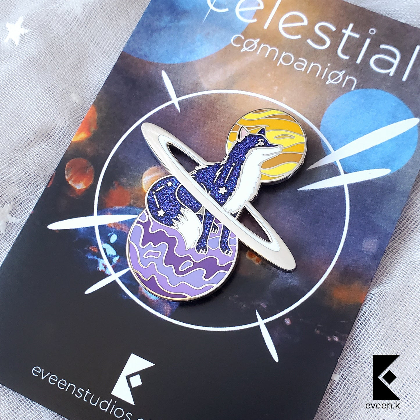 Fox Celestial Companion Enamel Pin
