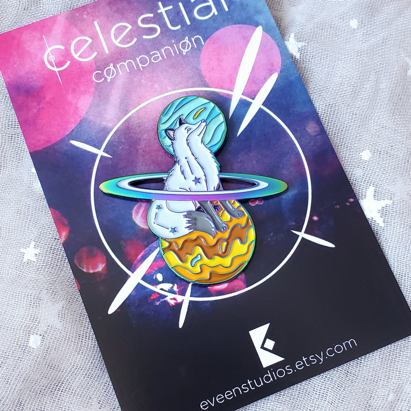 Fox Celestial Companion Enamel Pin