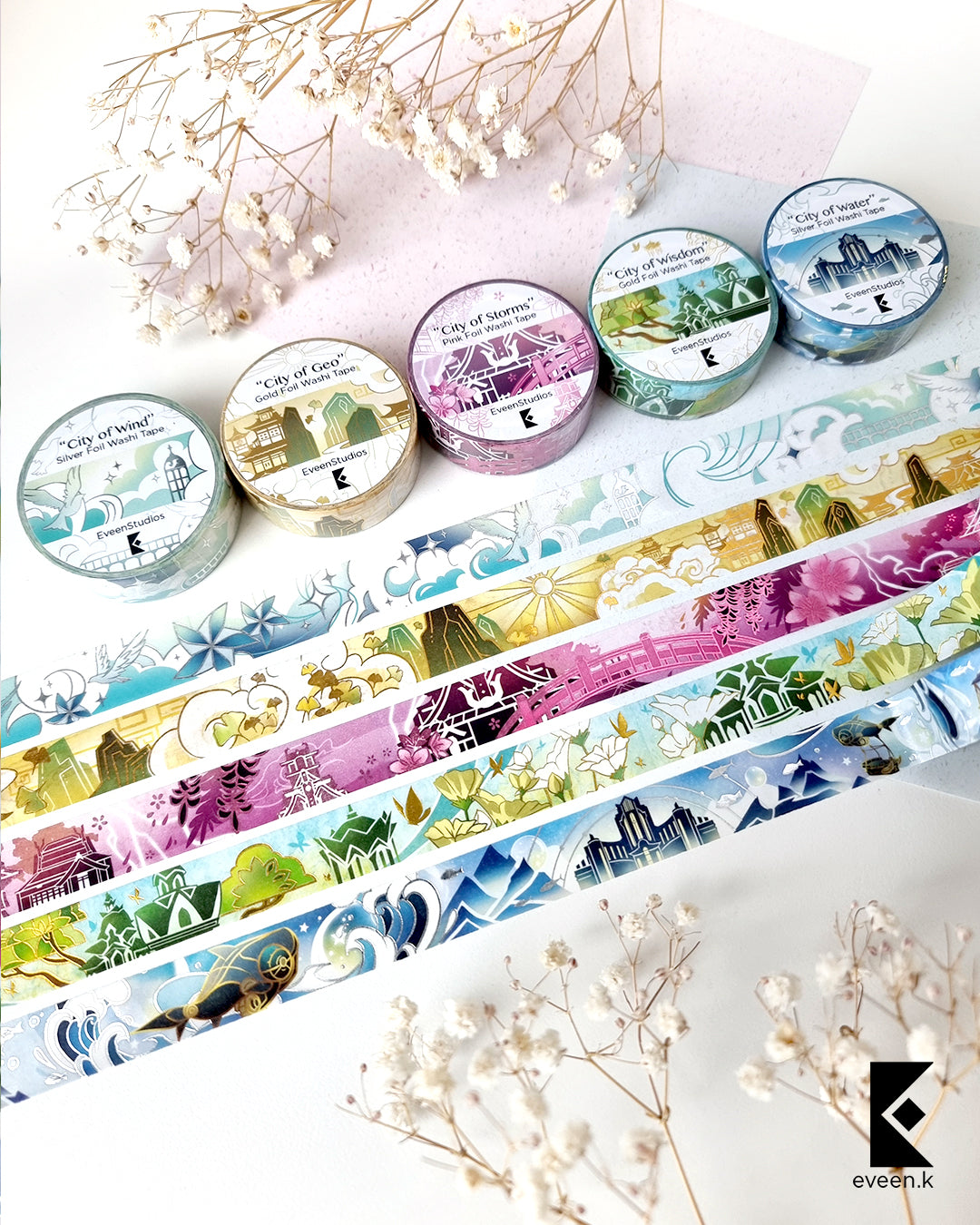 Natlan, City of Fire Gold Foil Washi Tape
