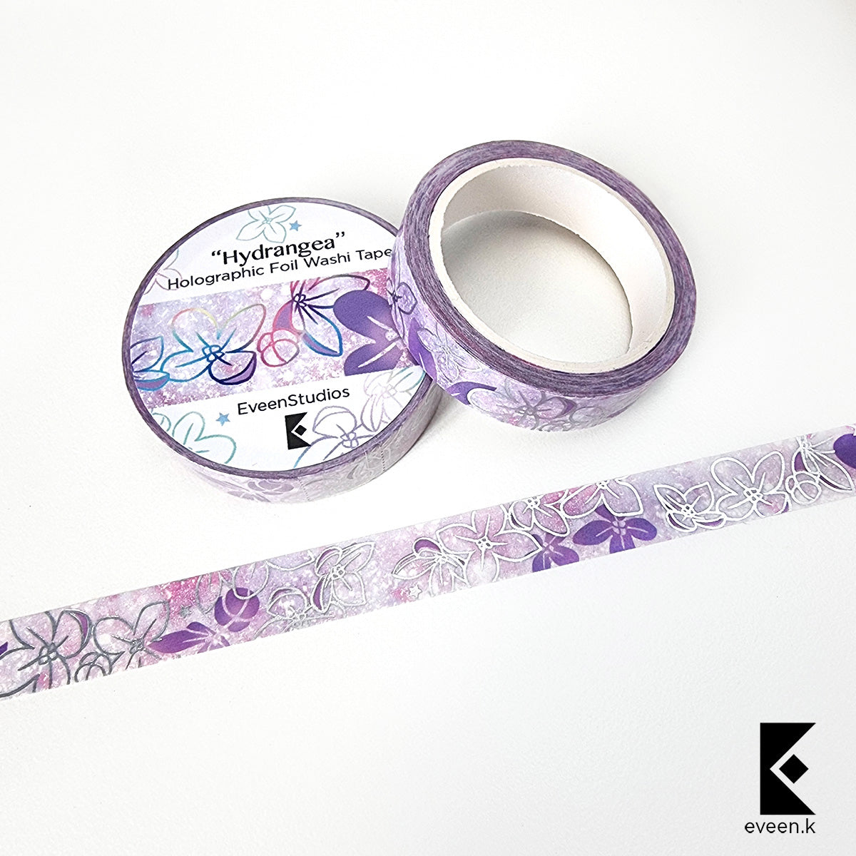Hydrangea Song Bird, Silver Holographic Foil Washi Tape