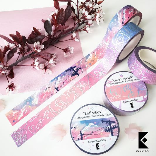 Music Lofi Girl, Silver Holographic Foil Washi Tape