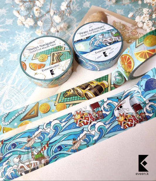Pirate Adventure & Sweet Navigator, Silver and Gold Foil Washi Tape