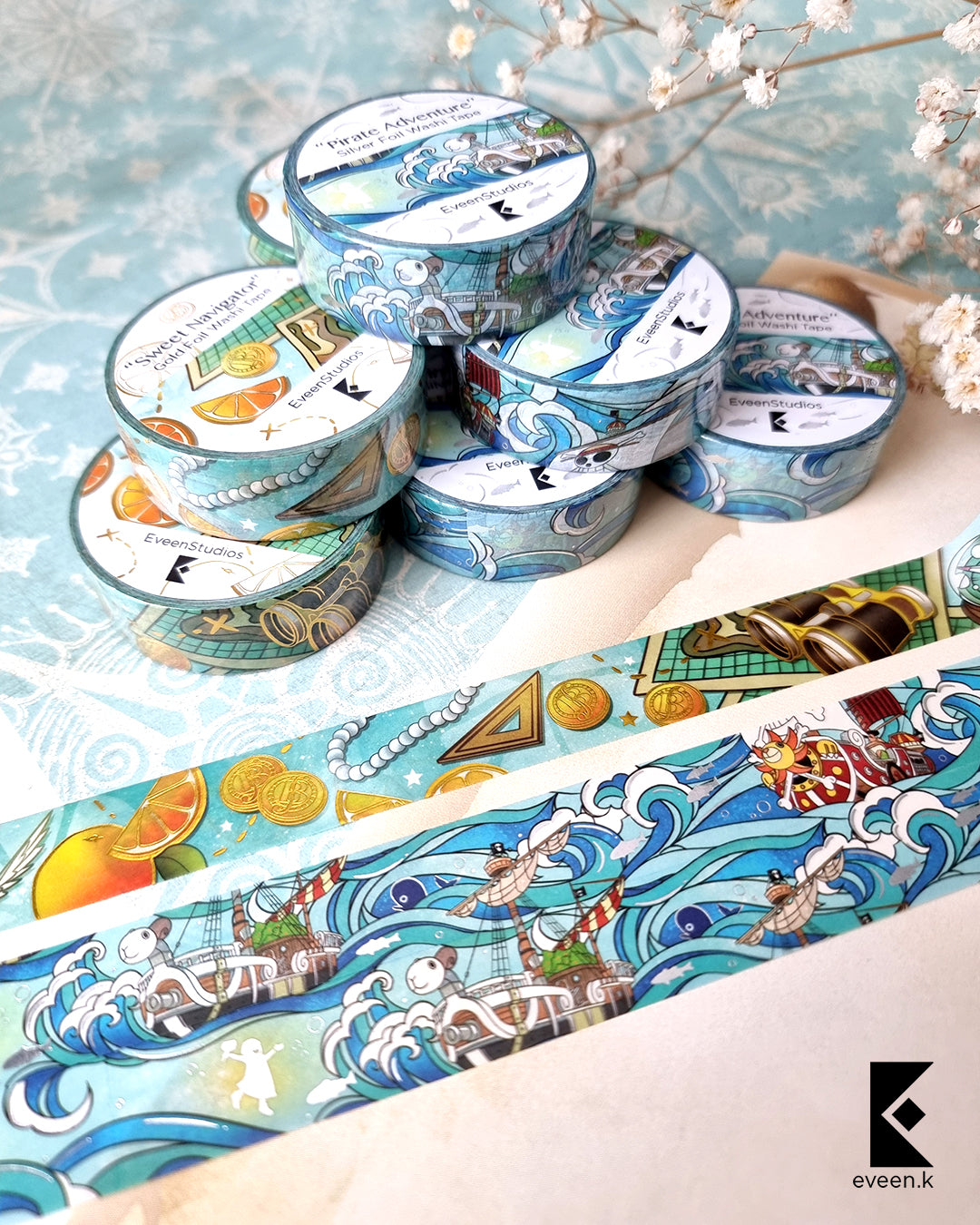 Pirate Adventure & Sweet Navigator, Silver and Gold Foil Washi Tape