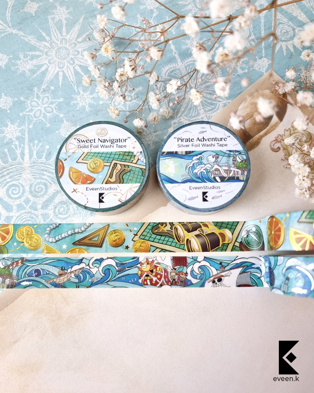 Pirate Adventure & Sweet Navigator, Silver and Gold Foil Washi Tape