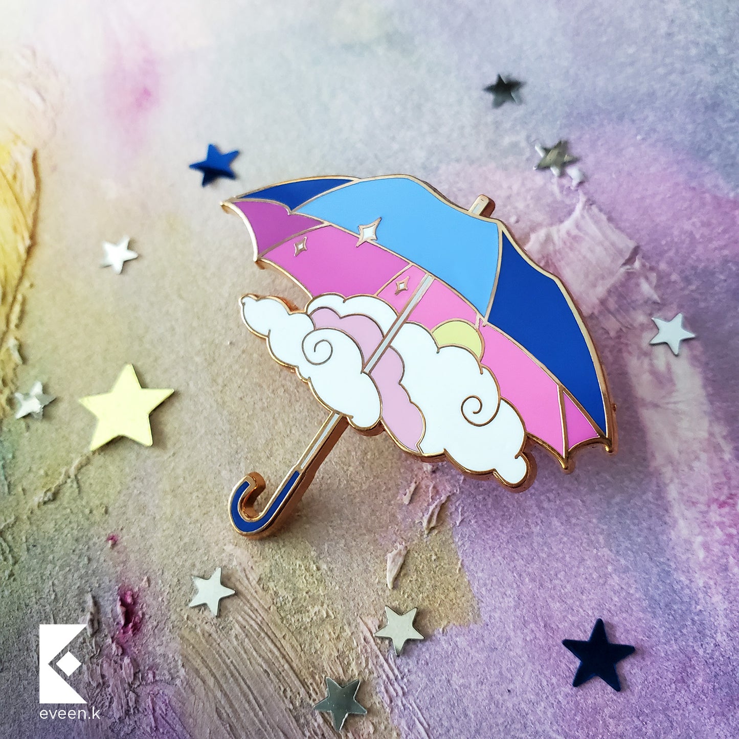 Partly Cloudy Umbrella Enamel Pin