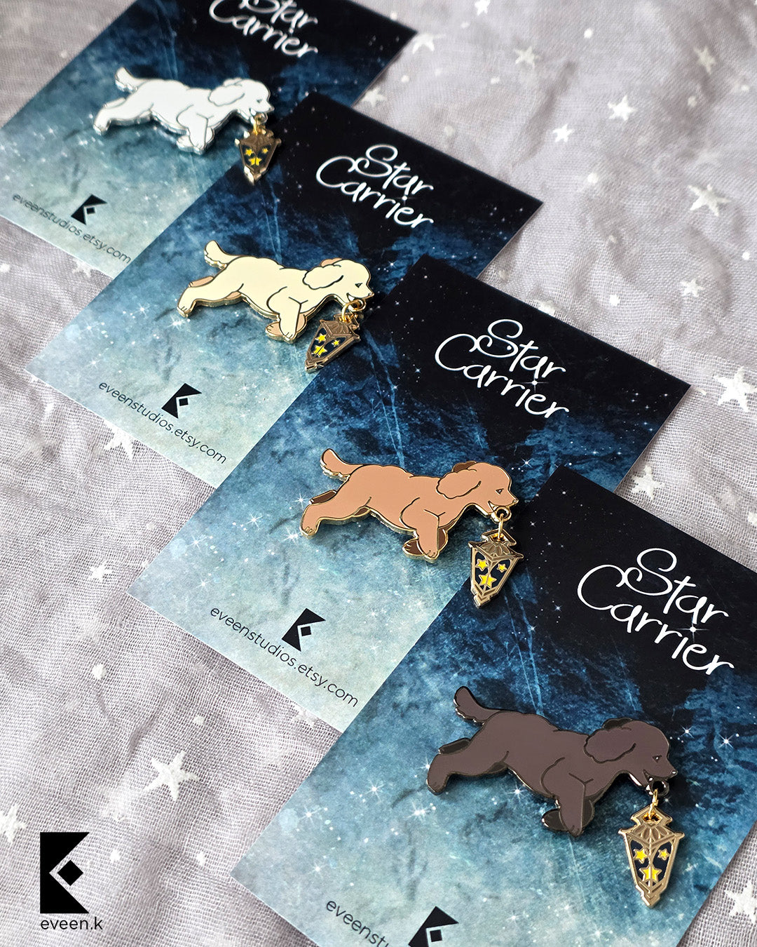 Poodle Star Carrier Enamel Pin