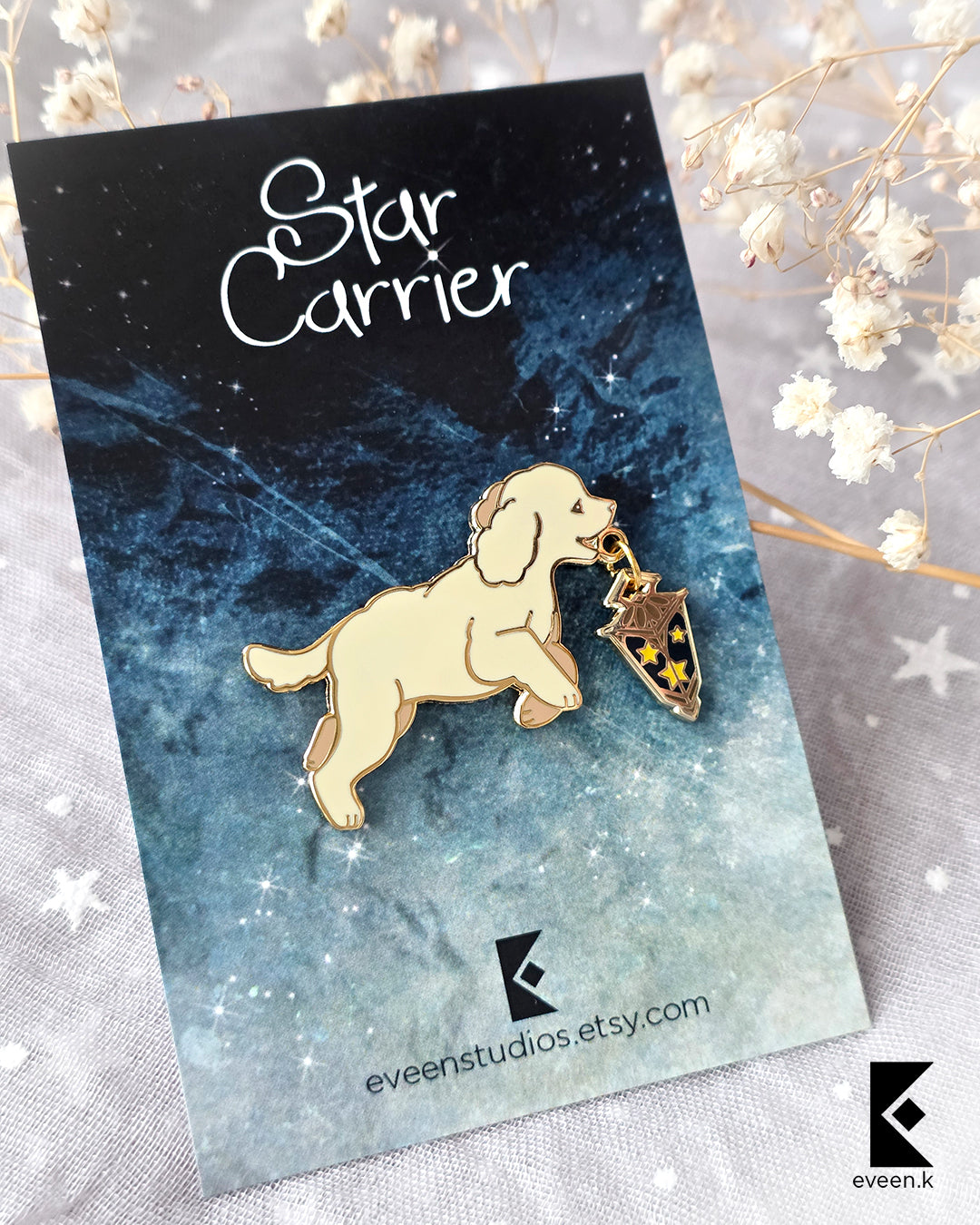 Poodle Star Carrier Enamel Pin