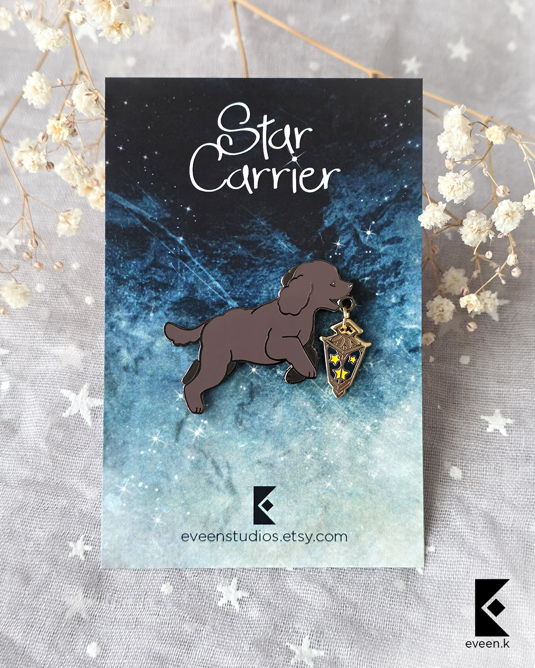 Poodle Star Carrier Enamel Pin