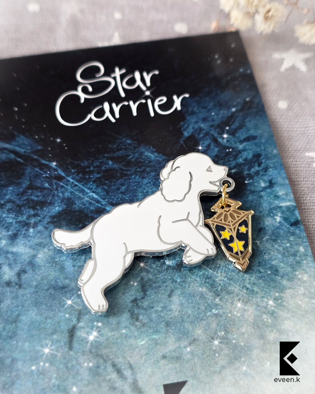 Poodle Star Carrier Enamel Pin