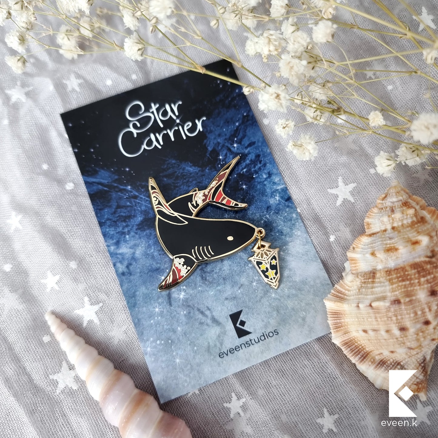 Shark Star Carrier Enamel Pin