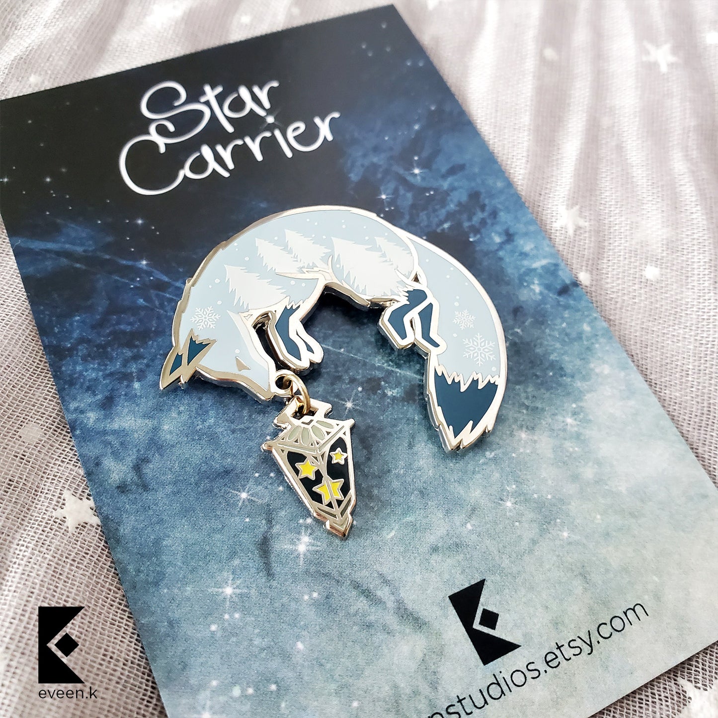 Winter Fox Star Carrier Enamel Pin