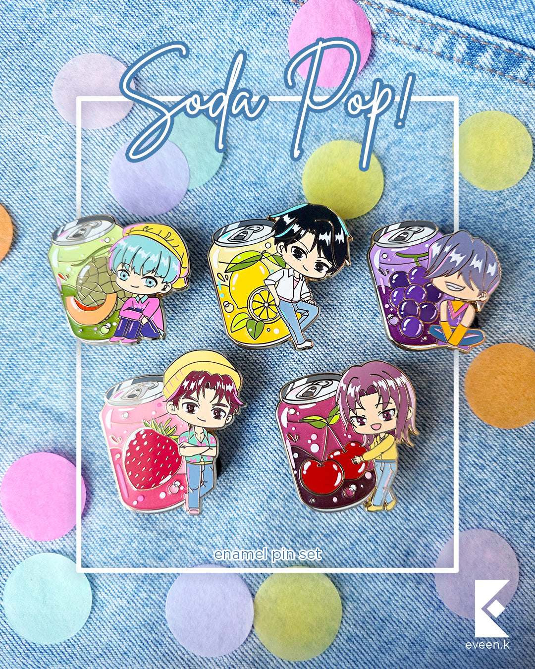Soda Boys Enamel Pins and Photocards