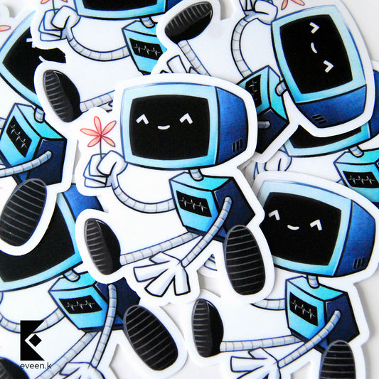 Happy Robot Vinyl Sticker
