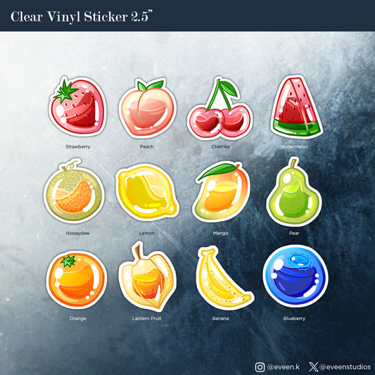Juicy Jelly Fruit Clear Vinyl Stickers