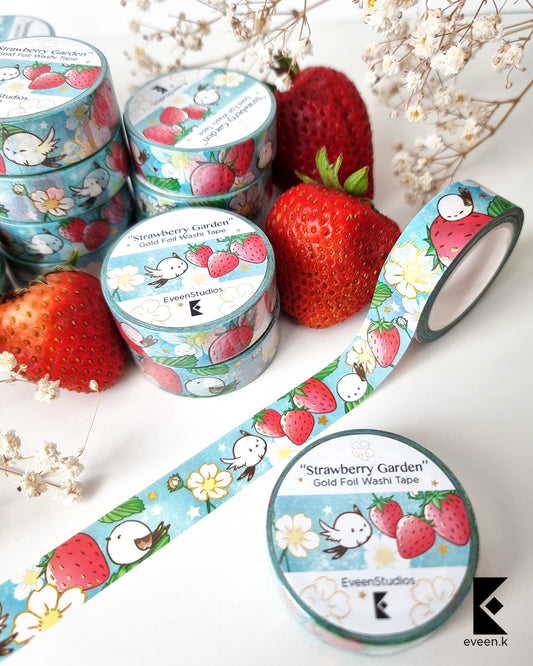 Strawberry Garden, Gold Foil Washi Tape