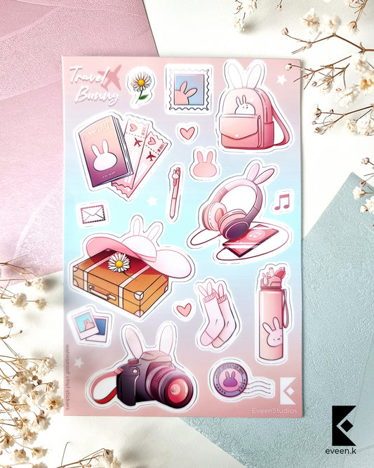 Travel Bunny Vinyl Sticker Sheet