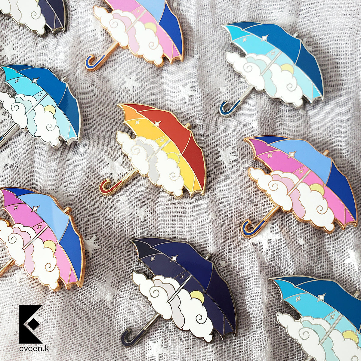 Partly Cloudy Umbrella Enamel Pin